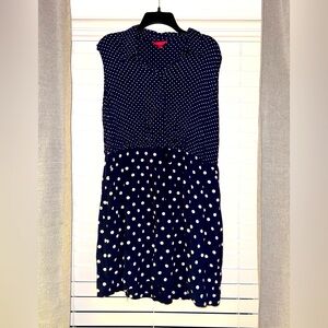 Navy Blue Polka Dot Sleeveless Dress